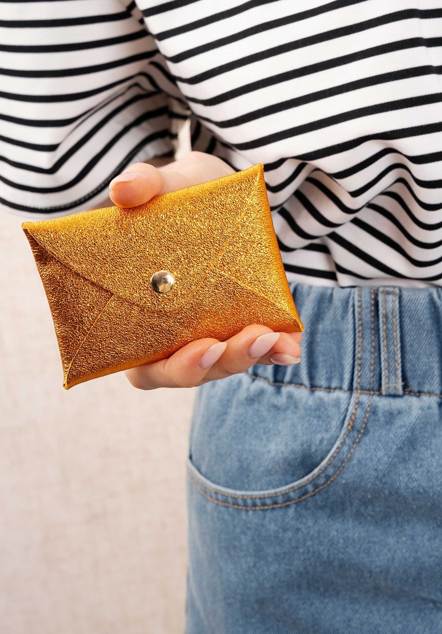 LES CLEIAS | Origami Folded Gold Leather Pouch