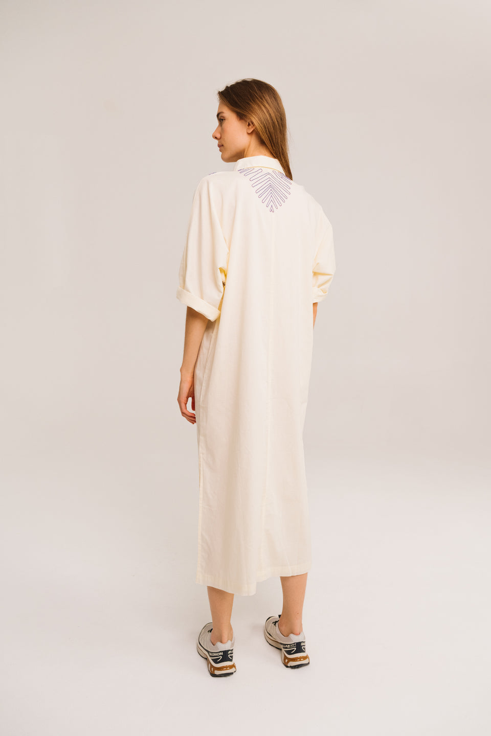 Sacrecoeur | Lou Taro Embroidered Oversized Shirt Dress