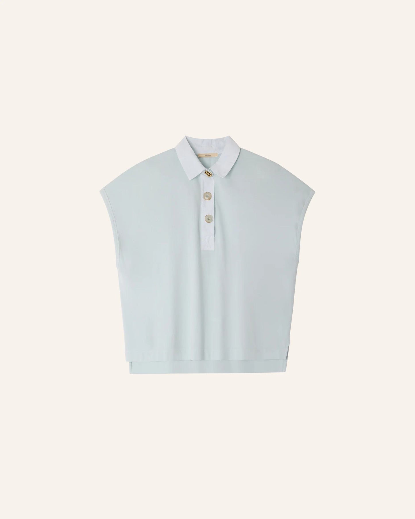 SESSUN | Emiliano Aguas Oversized Sleeveless Polo - Pigment-Dyed Blue
