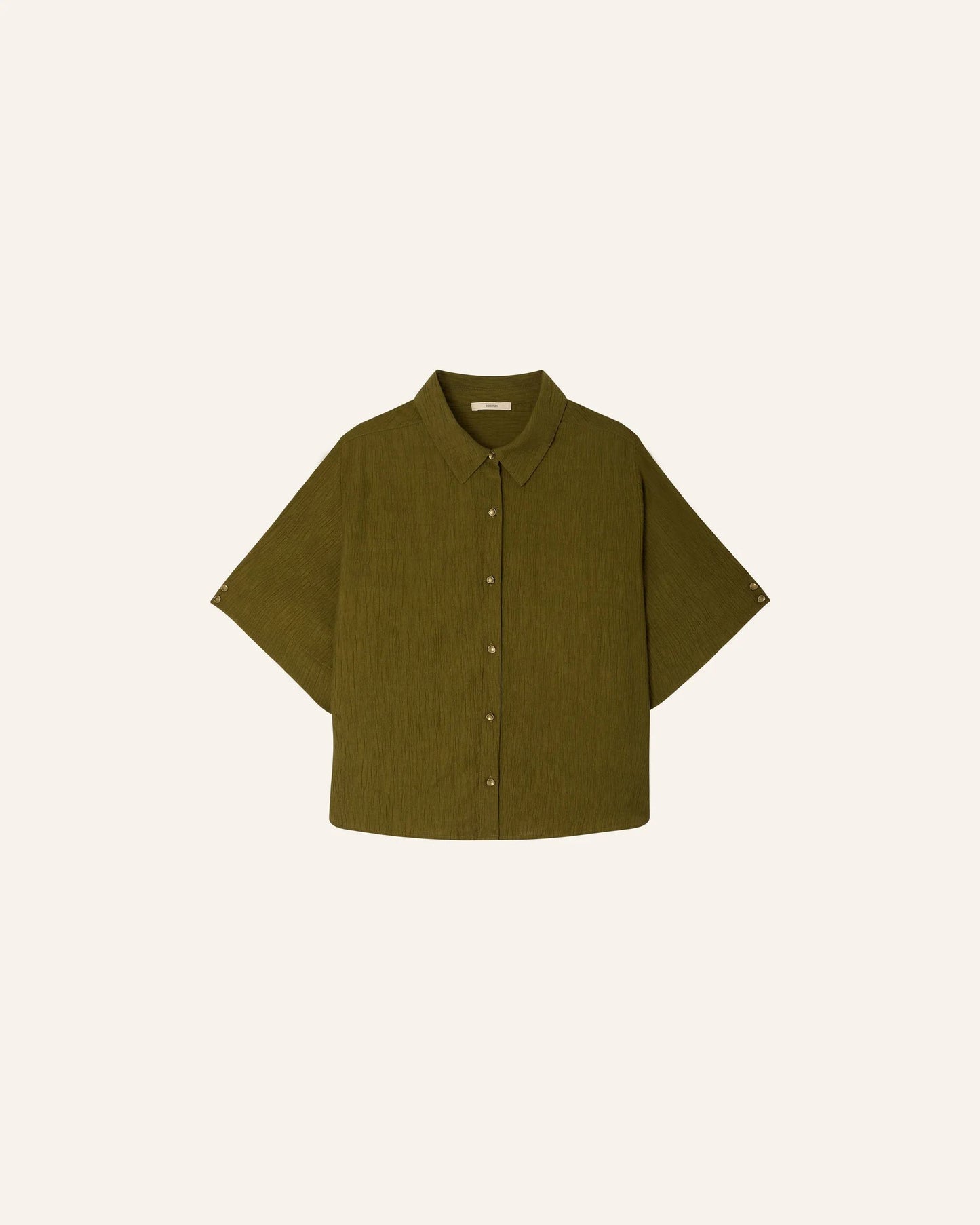 SESSUN | Shirt Kalya in Agave-Green - Loose Seersucker