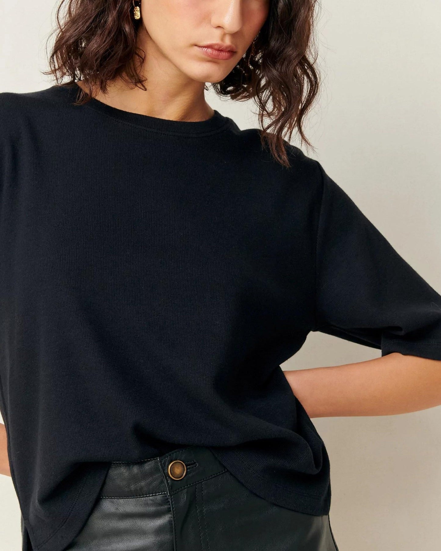 SESSUN | Ribbed Serge Tunic - Black