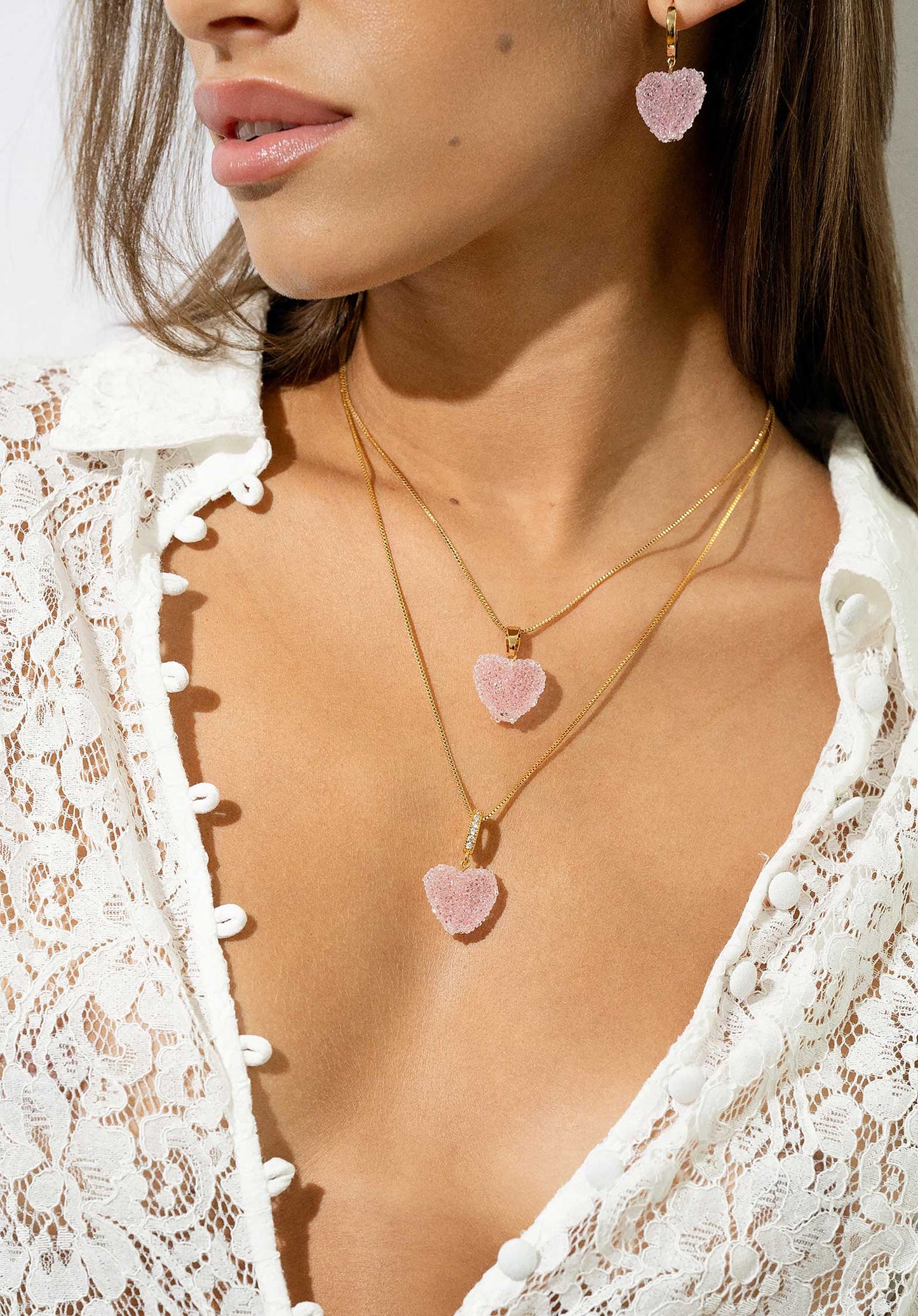 Necklace Jelly He Jelly Heart P Baby-Pink-G