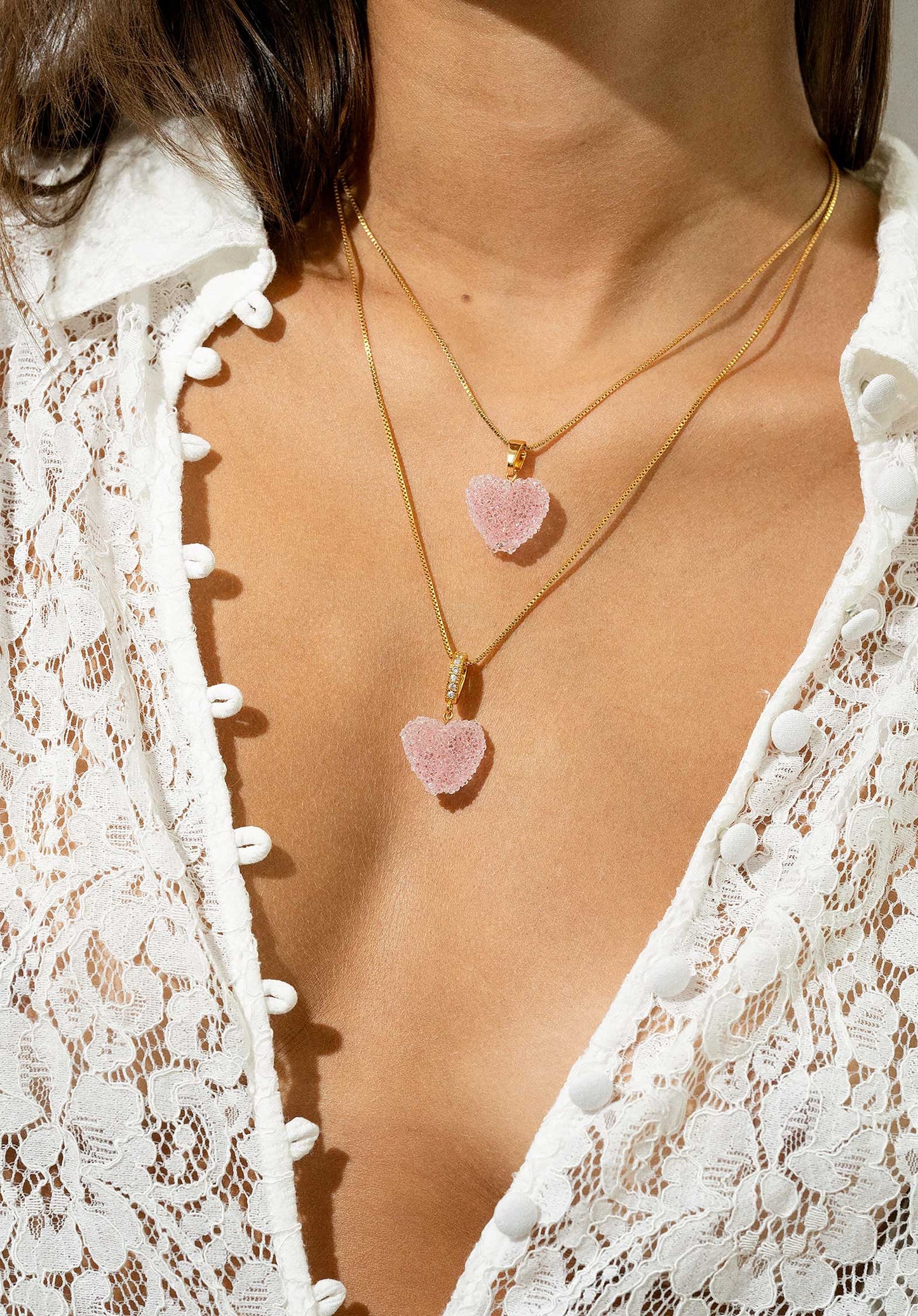Necklace Jelly He Jelly Heart P Baby-Pink-G