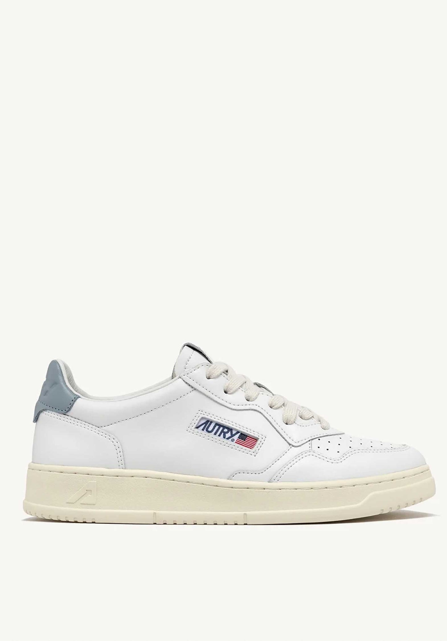 Autry | Medalist Low Sneaker - White, Silver & Blue White-Silver-Blue