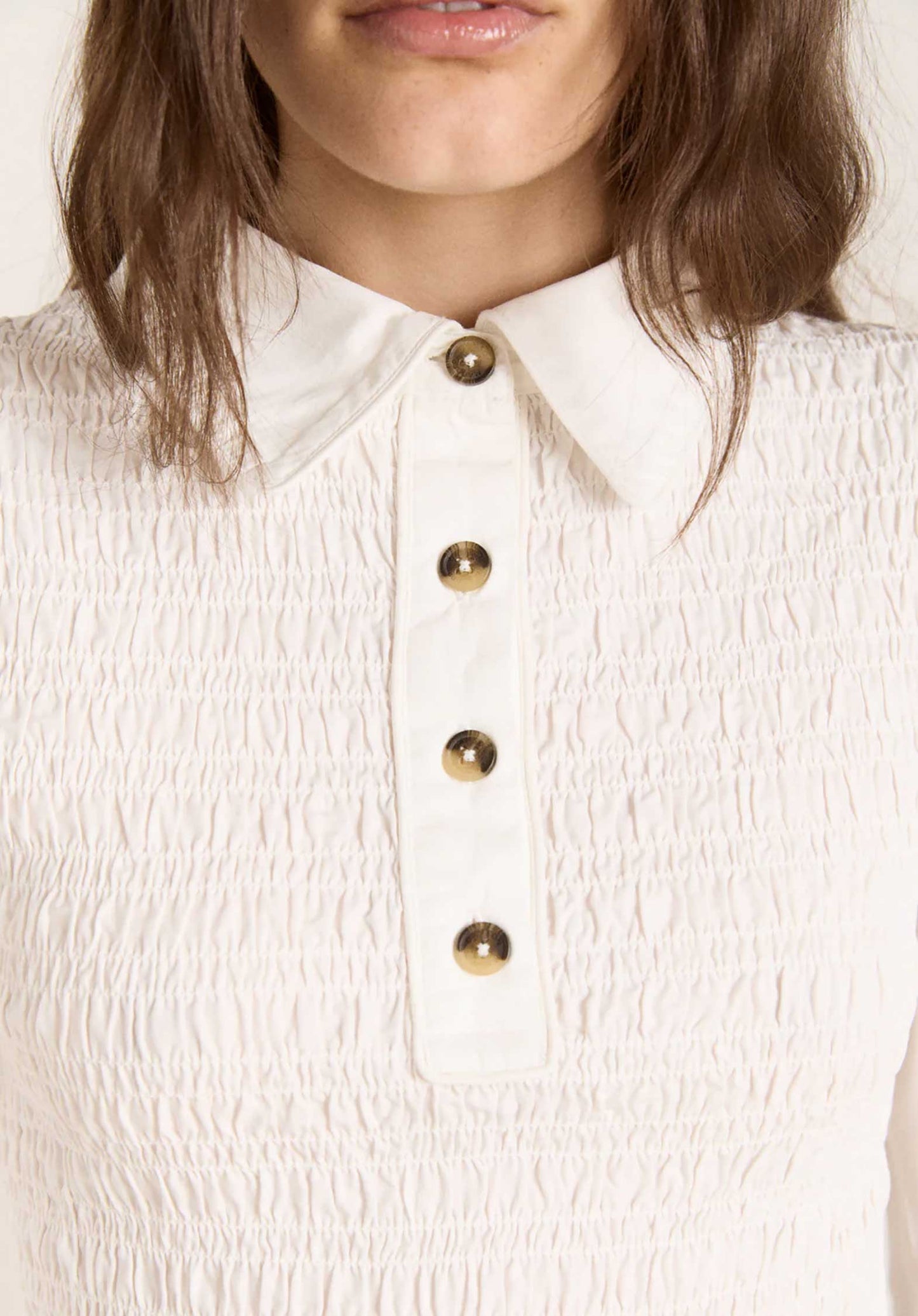 Aw25-dm-2026 Hazel Shirred White
