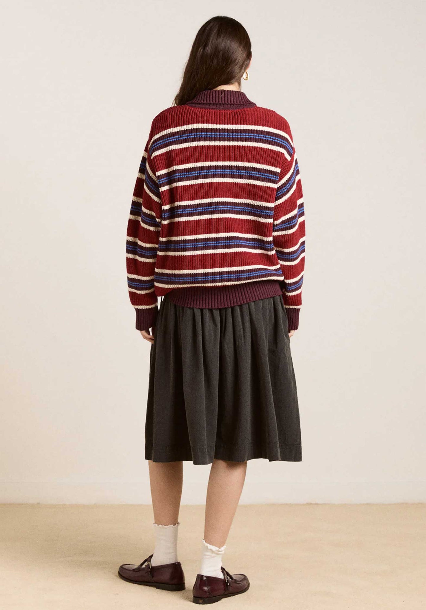 Aw25-dm-2018 Ilona Strip Rugb Burgundy