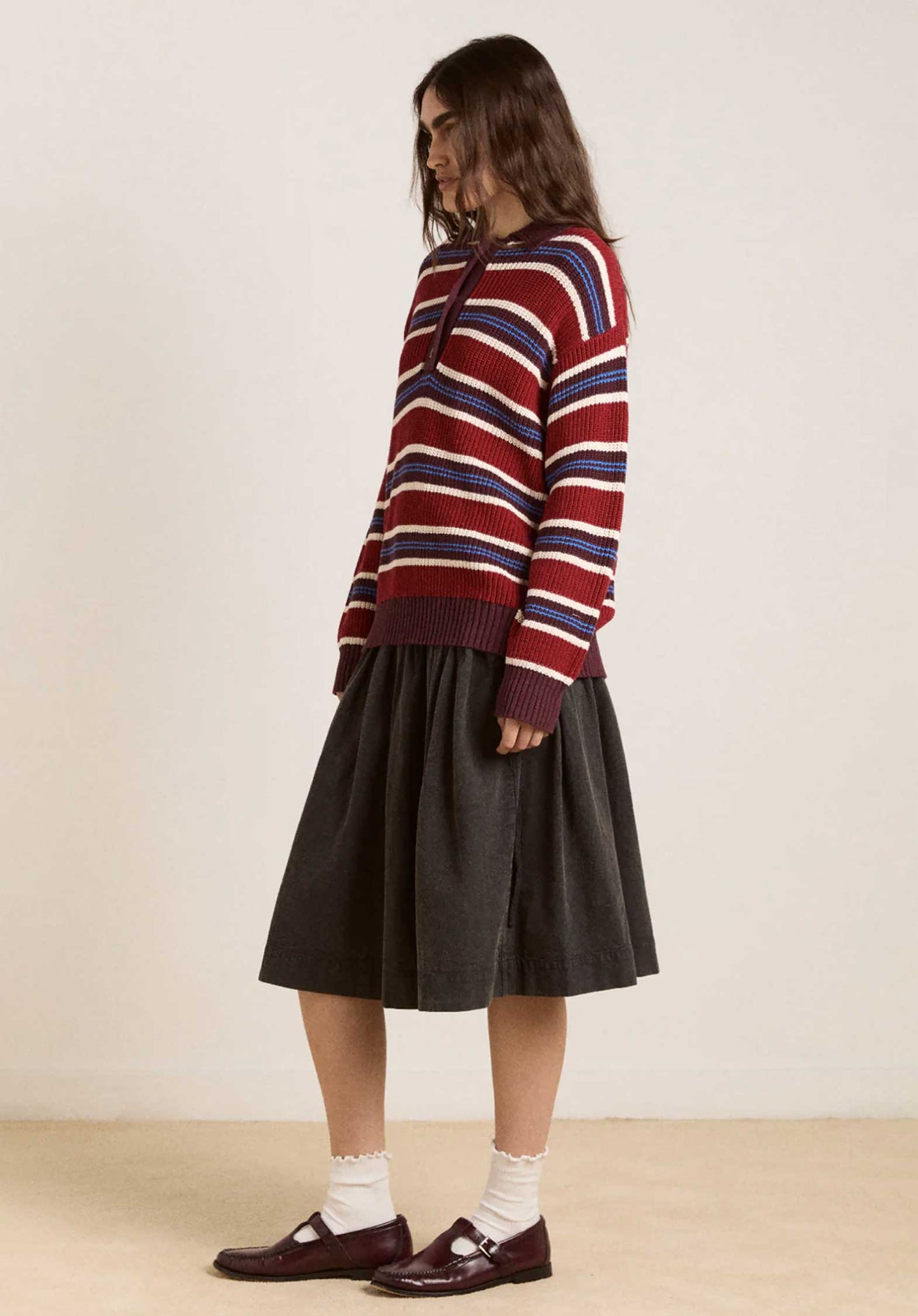 Aw25-dm-2018 Ilona Strip Rugb Burgundy