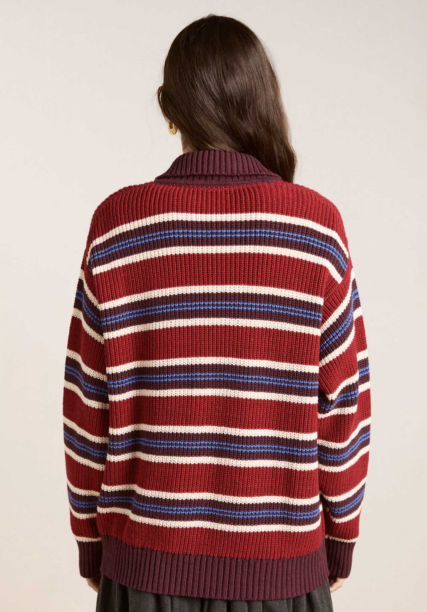 Aw25-dm-2018 Ilona Strip Rugb Burgundy