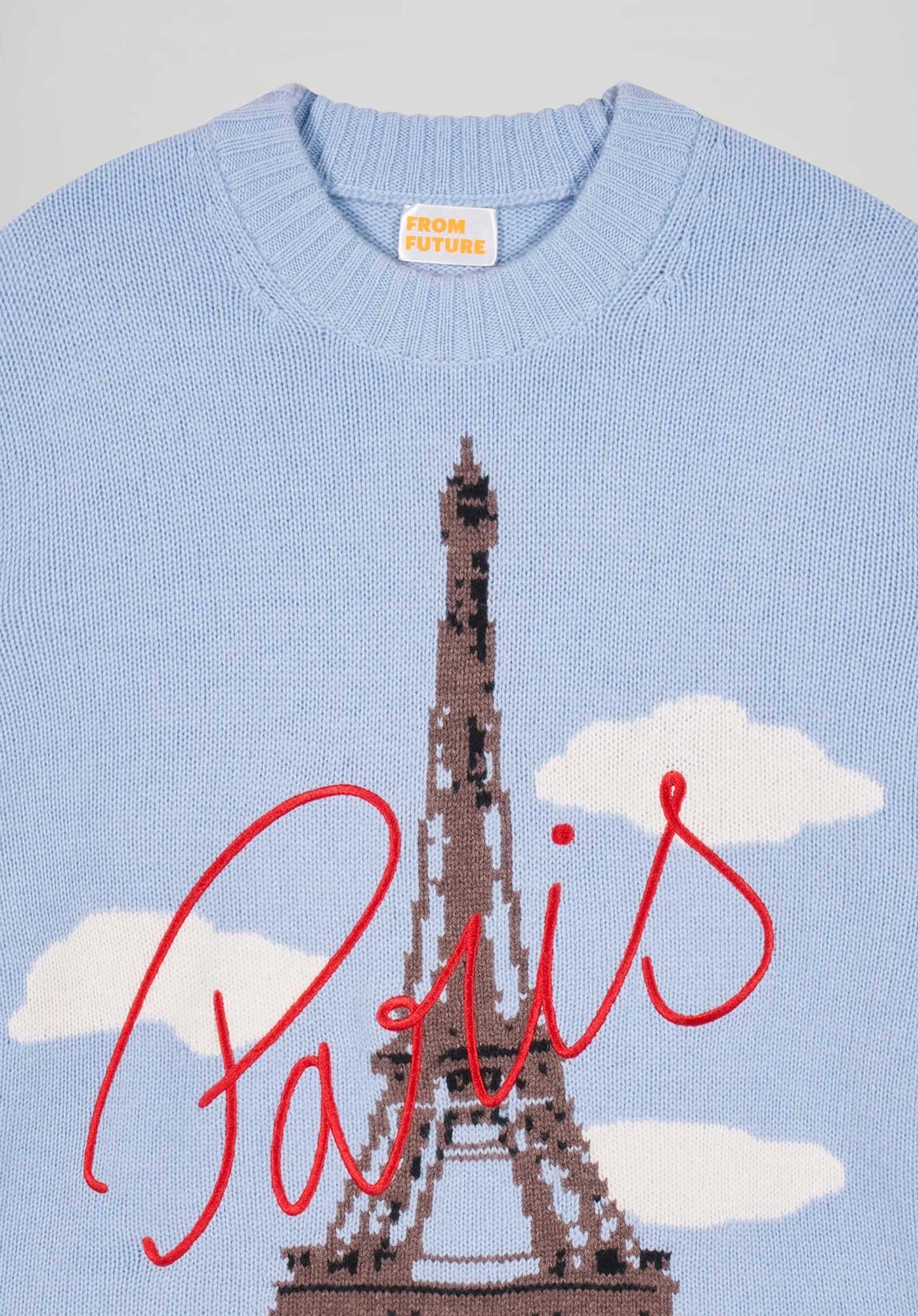 From Future | Oversized Cashmere Eiffel Tower Sweater - Smooth-Blue
