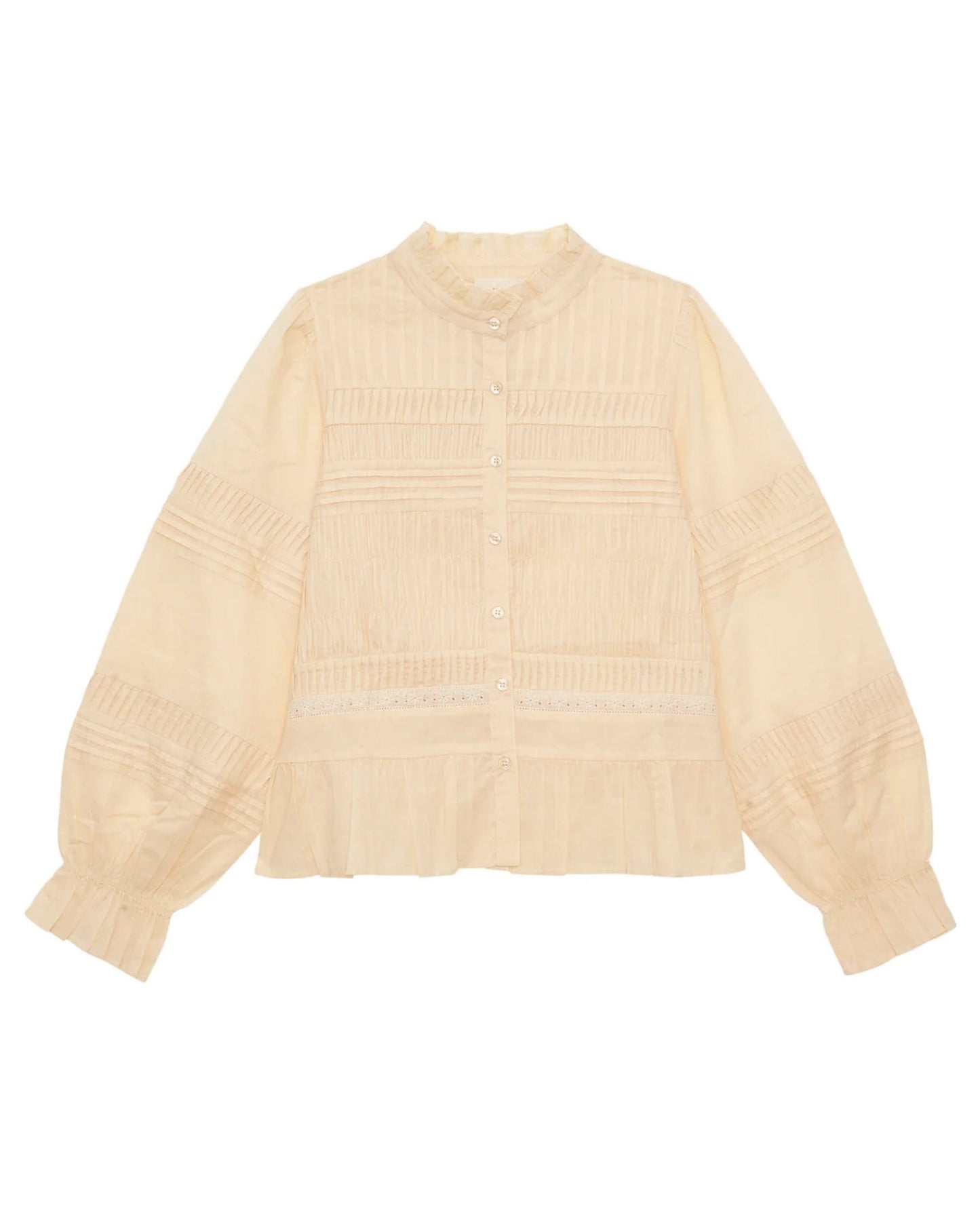 Petite Mendigote | Mint Leaf Cotton Poplin Button-Down Blouse Ble