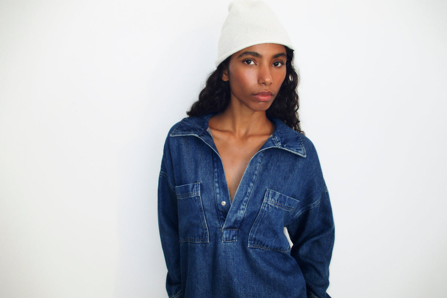 The New Society | Oversized Tencel Denim Shirt - Blue-Denim