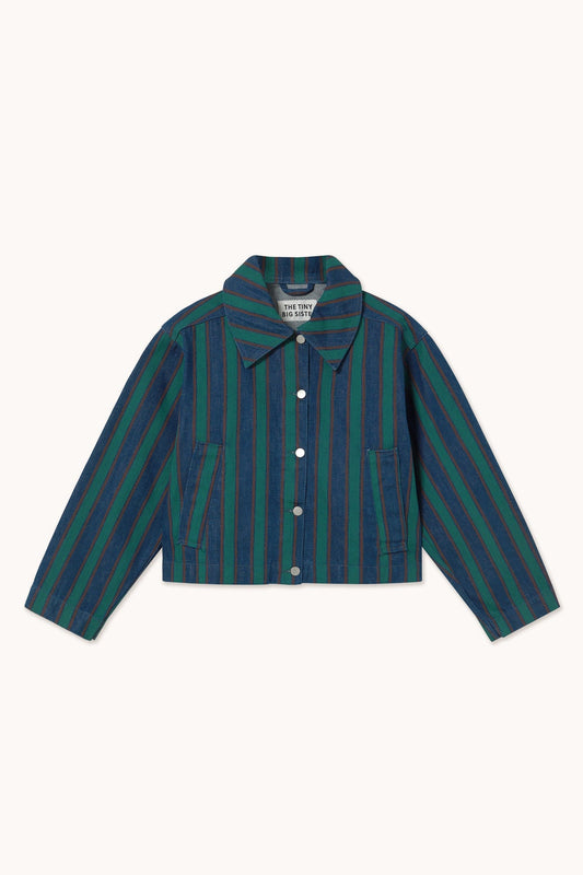 Aw25-643 Boxy Strip Jacke Stone