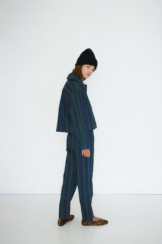 Aw25-643 Boxy Strip Jacke Stone