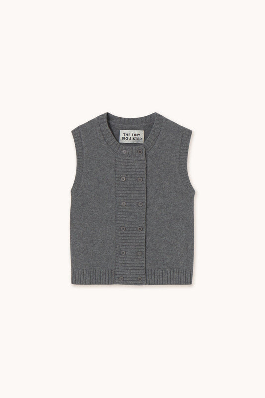 Aw25-699 Buttoned Vest Dark-Grey-Melange