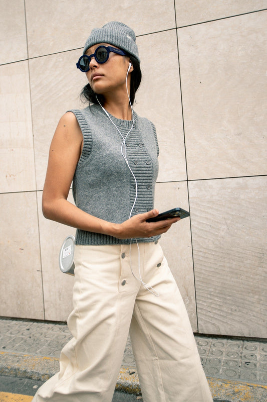 Aw25-699 Buttoned Vest Dark-Grey-Melange