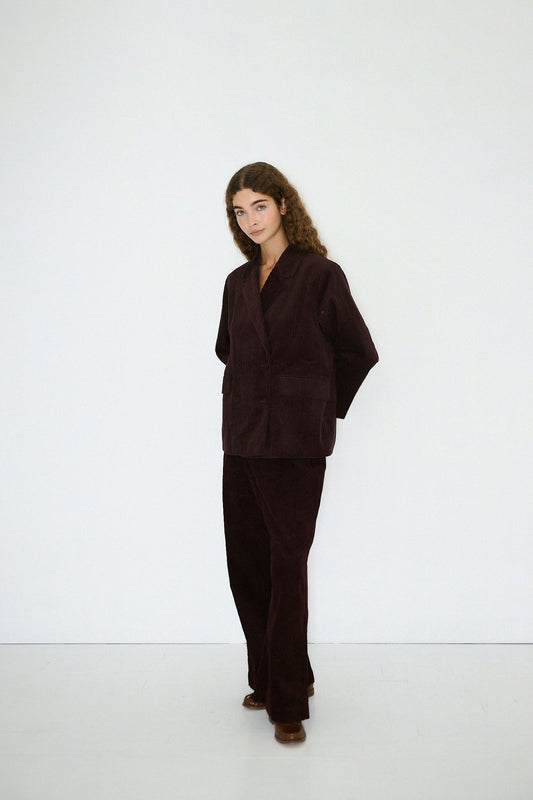 Aw25-627 Corduroy Blazer Burgundy