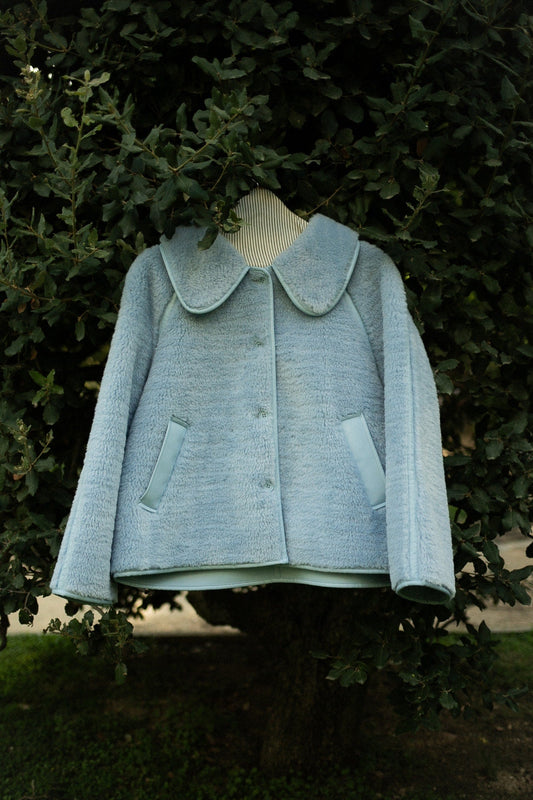 Aw25-683 Faux Fur Coat Denim-Blue