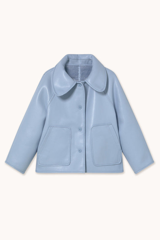 Aw25-683 Faux Fur Coat Denim-Blue