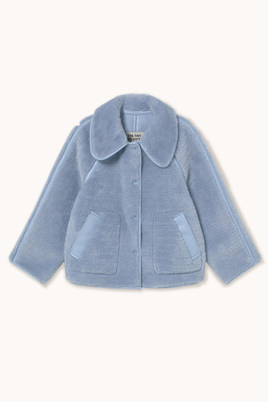 Aw25-683 Faux Fur Coat Denim-Blue