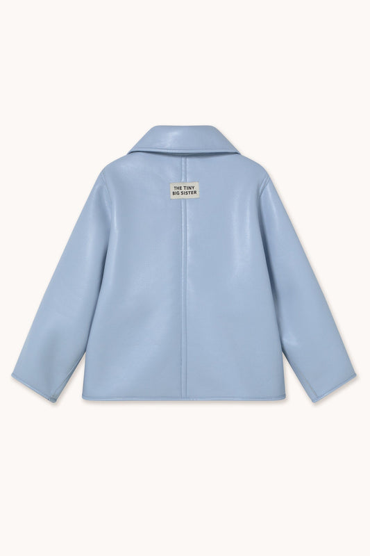 Aw25-683 Faux Fur Coat Denim-Blue