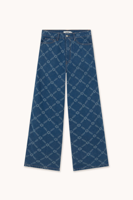 Aw25-746 Flower Grid Be D Light-Navy