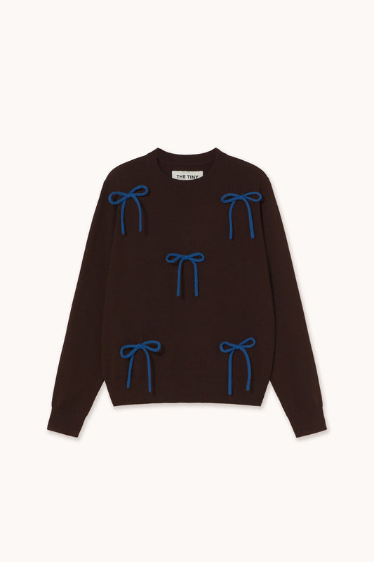 Aw25-695 Sara Bow Sweater Dark-Brown