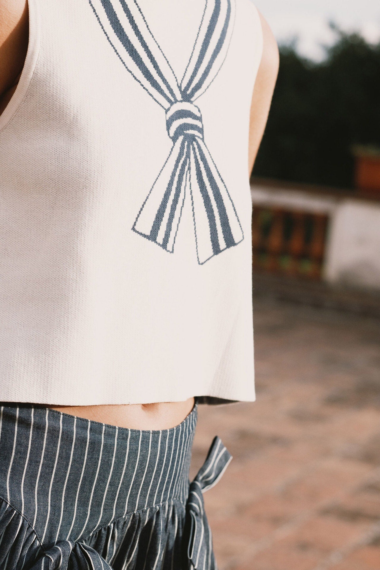 Blouse Scarf Top Off-White
