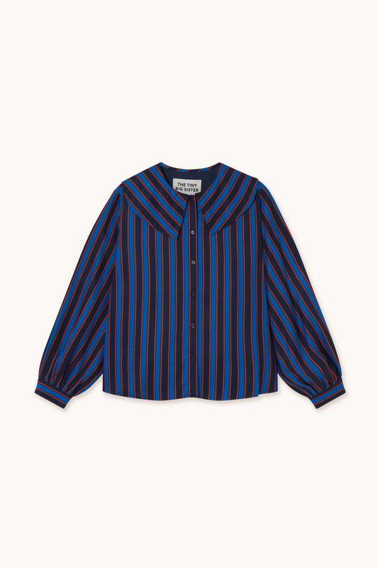 Aw25-617 Striped Blouse Navy