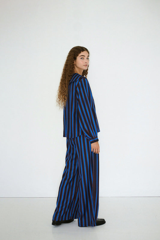 Aw25-617 Striped Blouse Navy