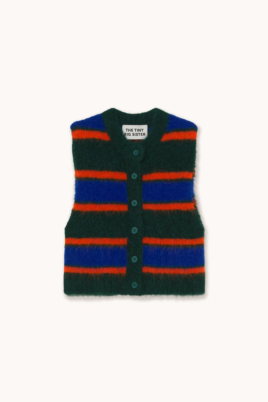 Aw25-665 Striped Vest Bottle-Green