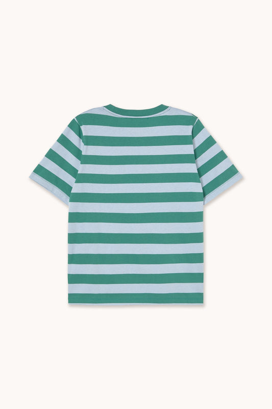 Aw25-776 Strip Basic Tee Dark-Green-Wash-Blue