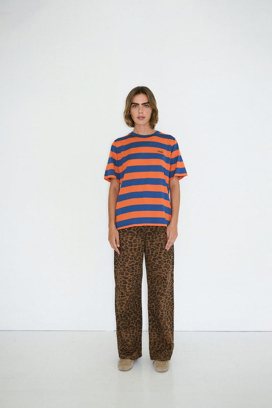 Aw25-776 Strip Basic Tee Light-Navy-Red