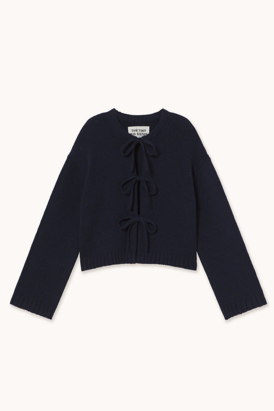 Aw25-700 Tie Detail Cardi Navy