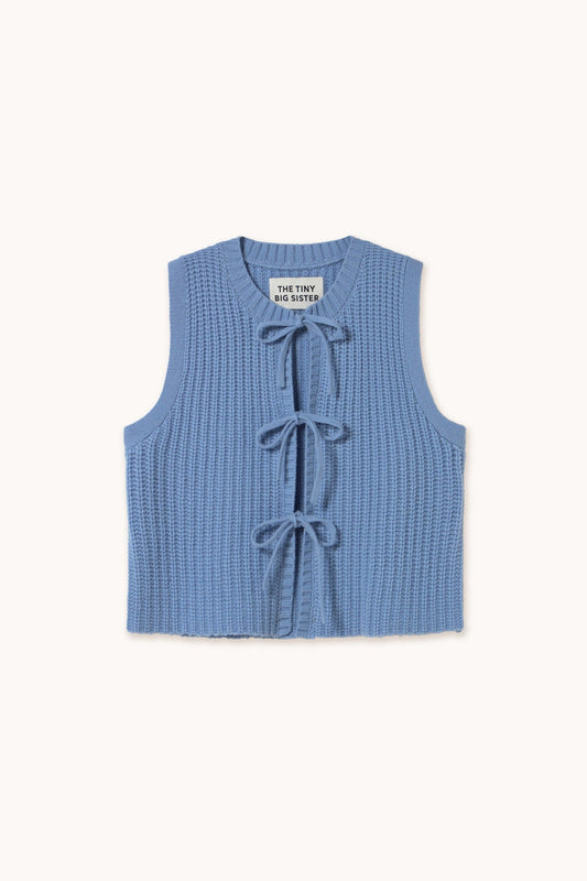 Aw25-701 Tie Detail Vest Denim-Blue