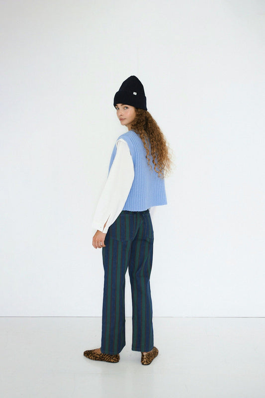 Aw25-701 Tie Detail Vest Denim-Blue