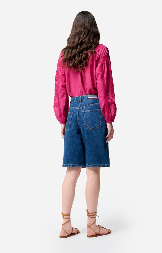 Vanessa Bruno Women's Elouan High-Waisted Denim Bermuda Shorts 100% Cotton - Blue Royal