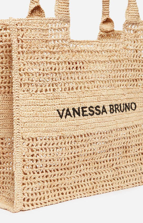 Vanessa Bruno | Crocheted Raffia Beach Bag - Sable-Noir