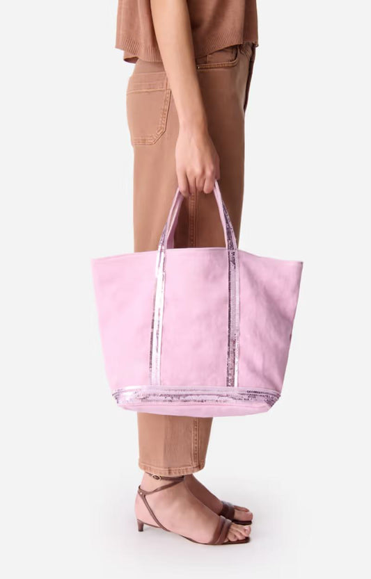 Tote Bag Linen Cabas M Ve31-v40413 Rose-Ancien