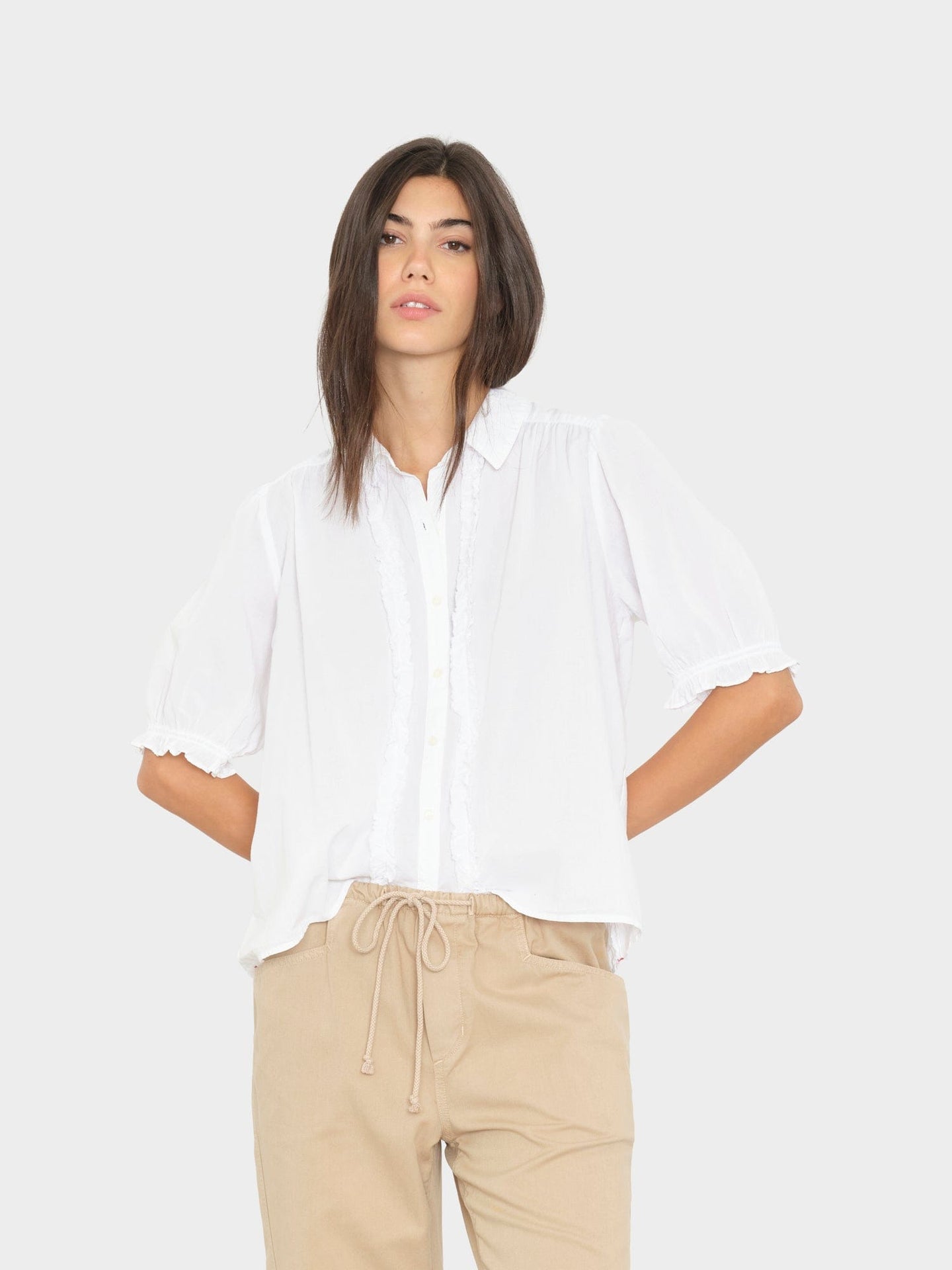 Xirena | Baron Shirt - Ruffle-Trimmed Cotton Poplin White