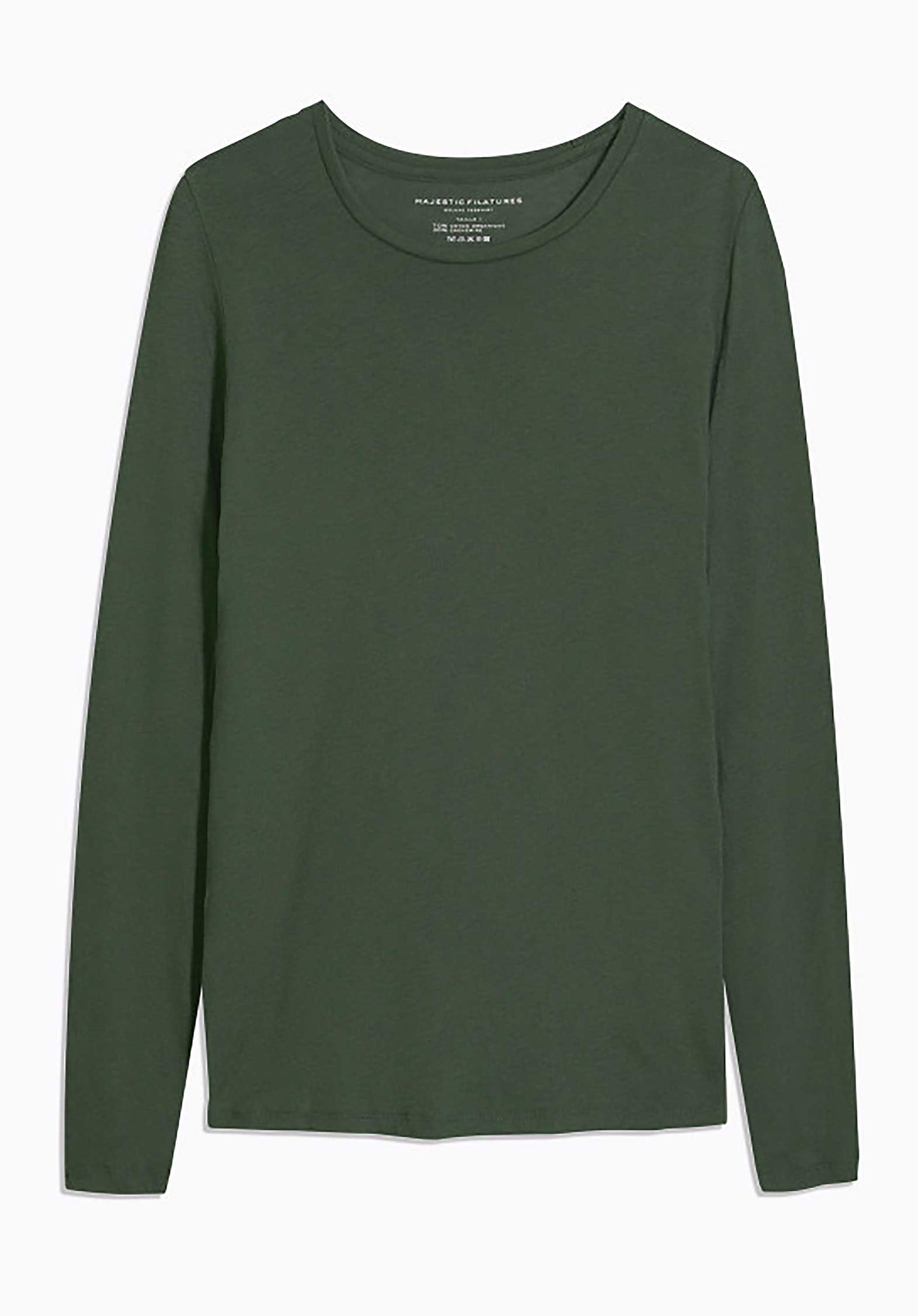 Majestic | Fitted Cotton-Cashmere Tee in Malachite