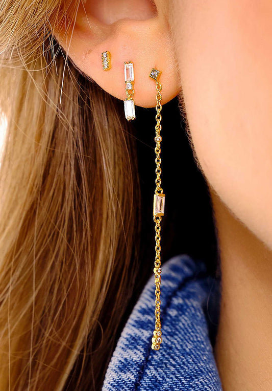 Earring Twice Baguette Bo-208g Gold