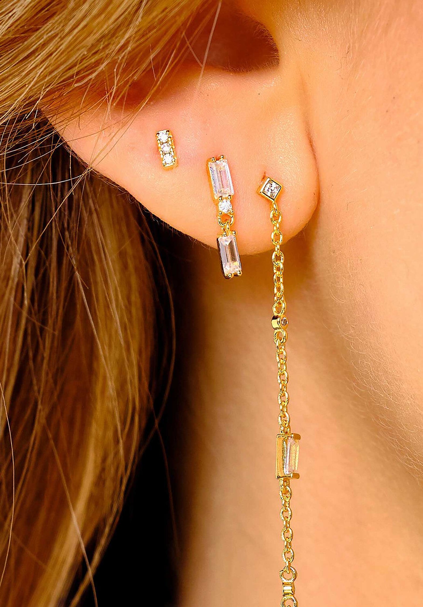 Earring Twice Baguette Bo-208g Gold
