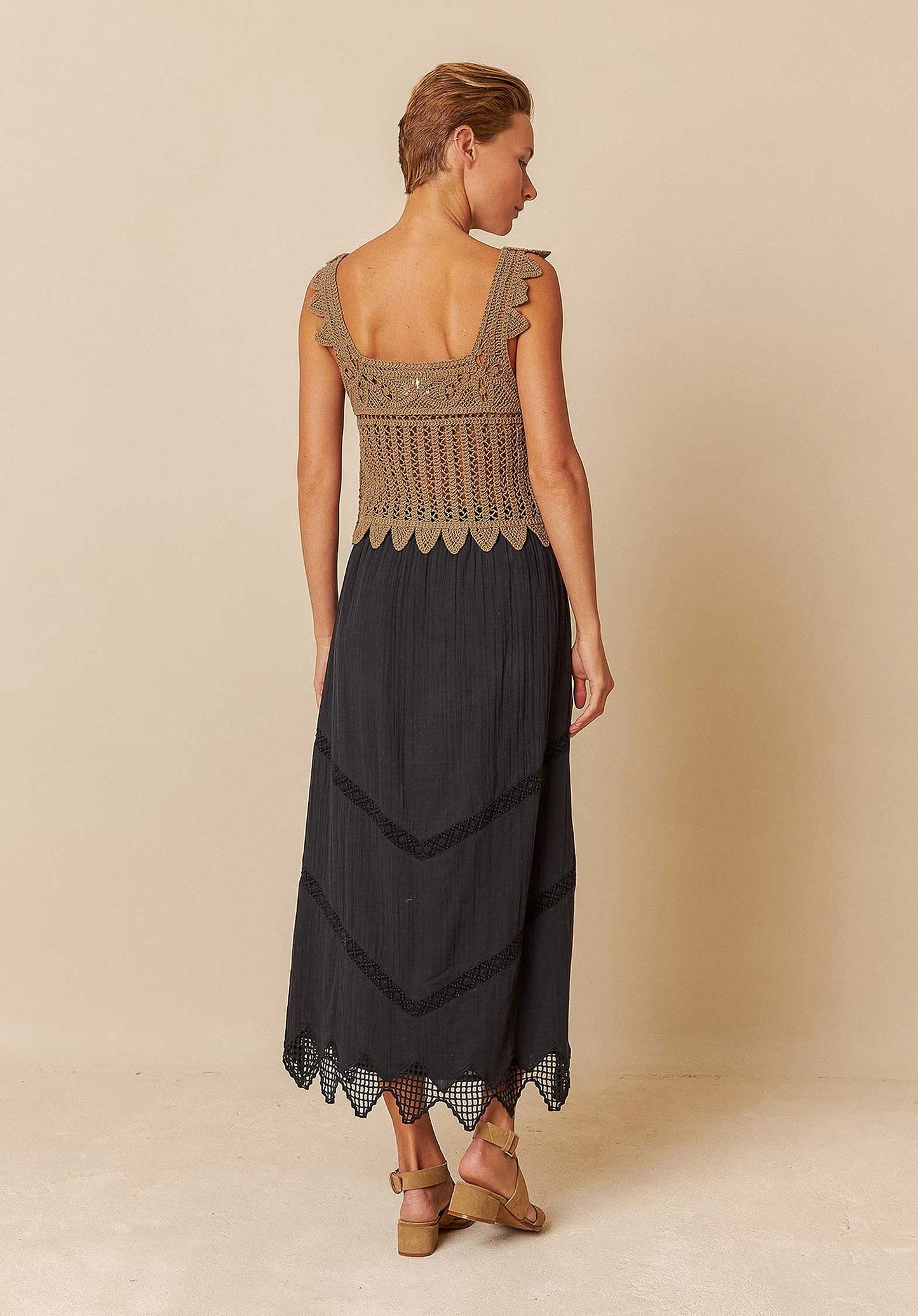 Double Gauze Skirt Bk208 Negro