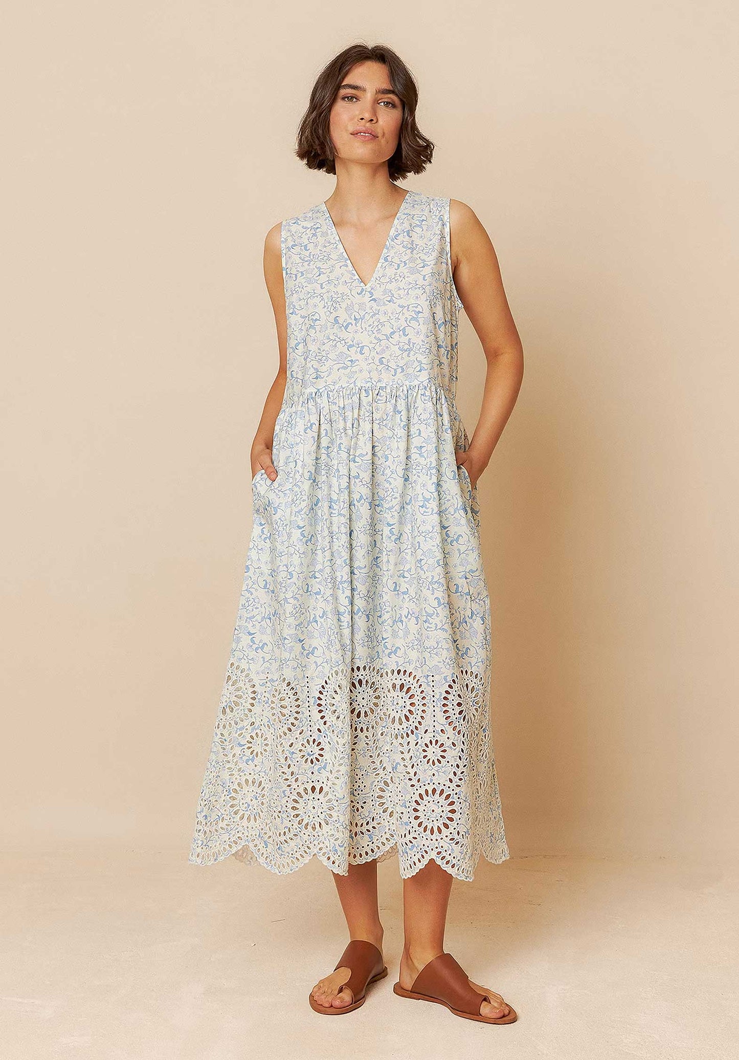 Embroidered Poplin D Mc195 Azul