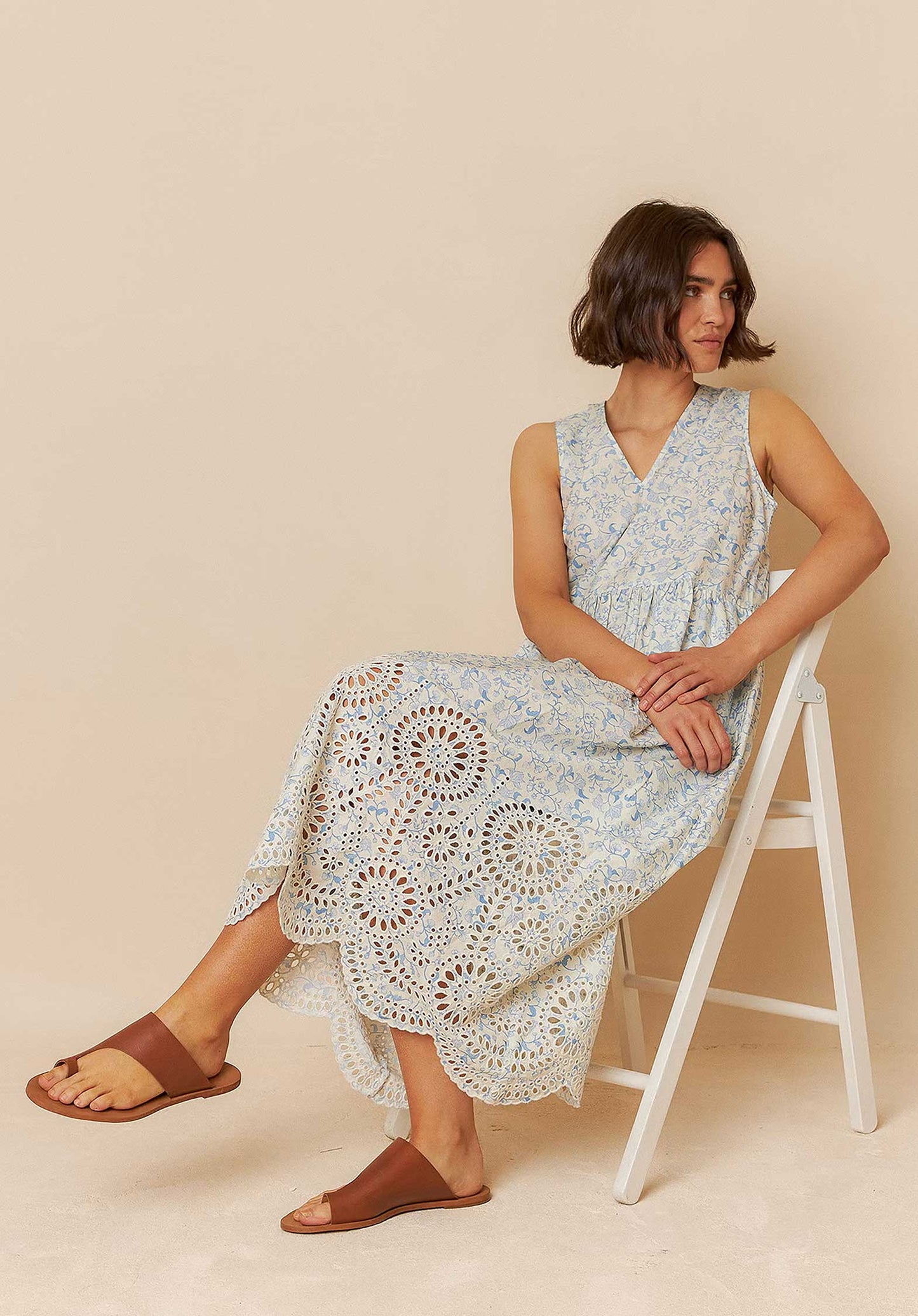 Embroidered Poplin D Mc195 Azul