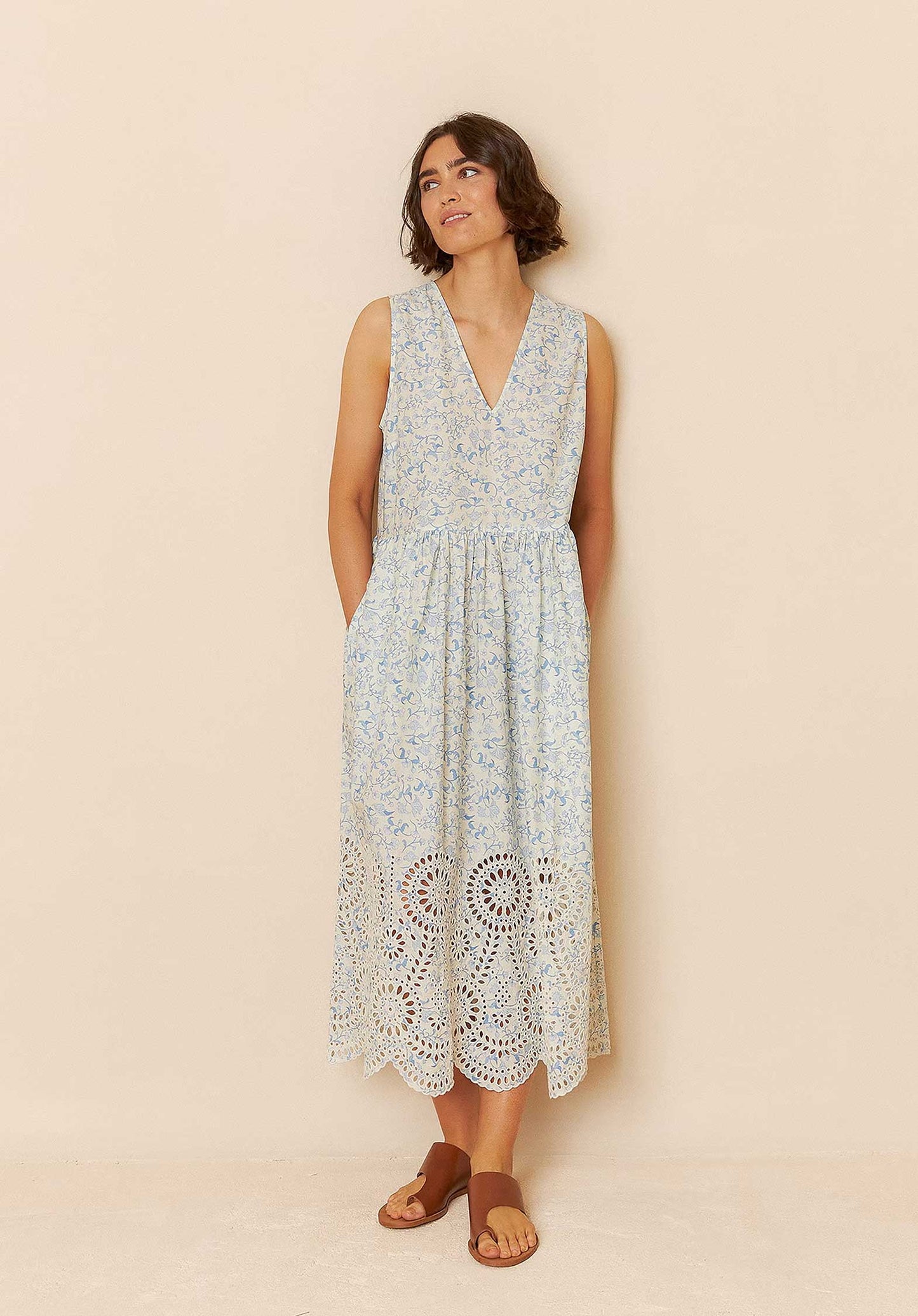 Embroidered Poplin D Mc195 Azul