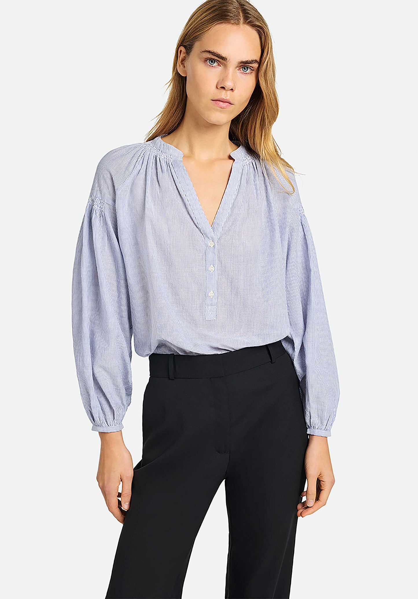 Vanessa Bruno | Striped Cotton Nipoa Blouse - Bohemian Elegance Blanc-Bleu