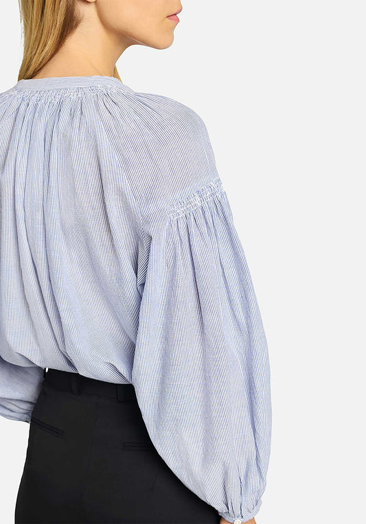 Vanessa Bruno | Striped Cotton Nipoa Blouse - Bohemian Elegance White Blue