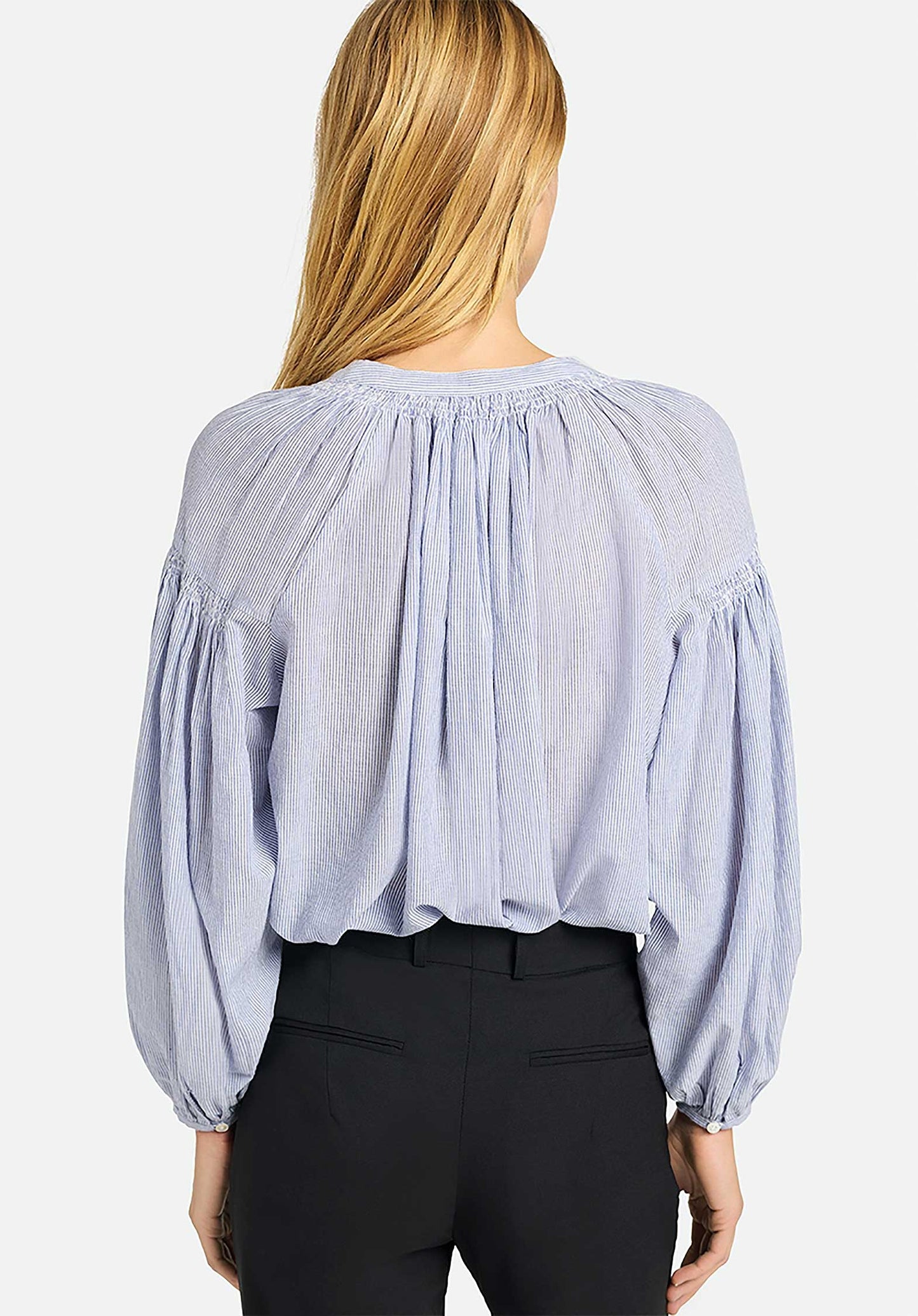 Vanessa Bruno | Striped Cotton Nipoa Blouse - Bohemian Elegance Blanc-Bleu