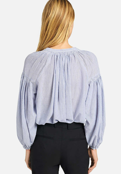 Vanessa Bruno | Striped Cotton Nipoa Blouse - Bohemian Elegance Blanc-Bleu